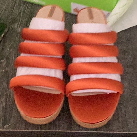 Sam Edelman Shoes - NIB Sam Edelman Size 8 Yuki Platform Wedge Orange Satin Sandals